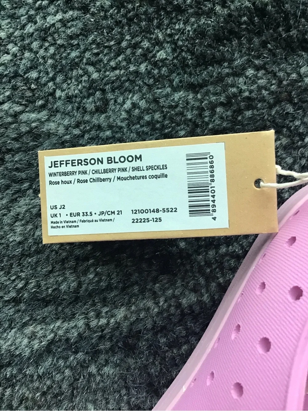 Native Jefferson Bloom Winterberry Pink Shell Speckles size J2